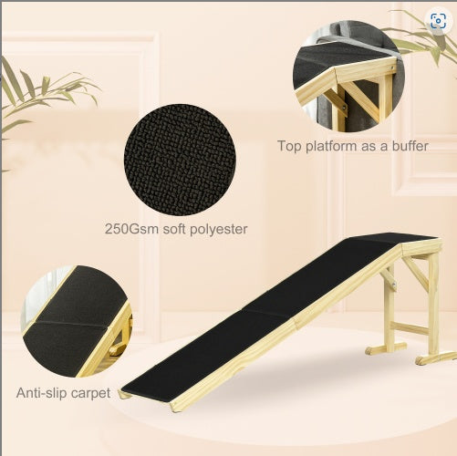 Ramp For Dog Bed, Pet Ramp For Dog With Non-slip Carpet And Top Platform