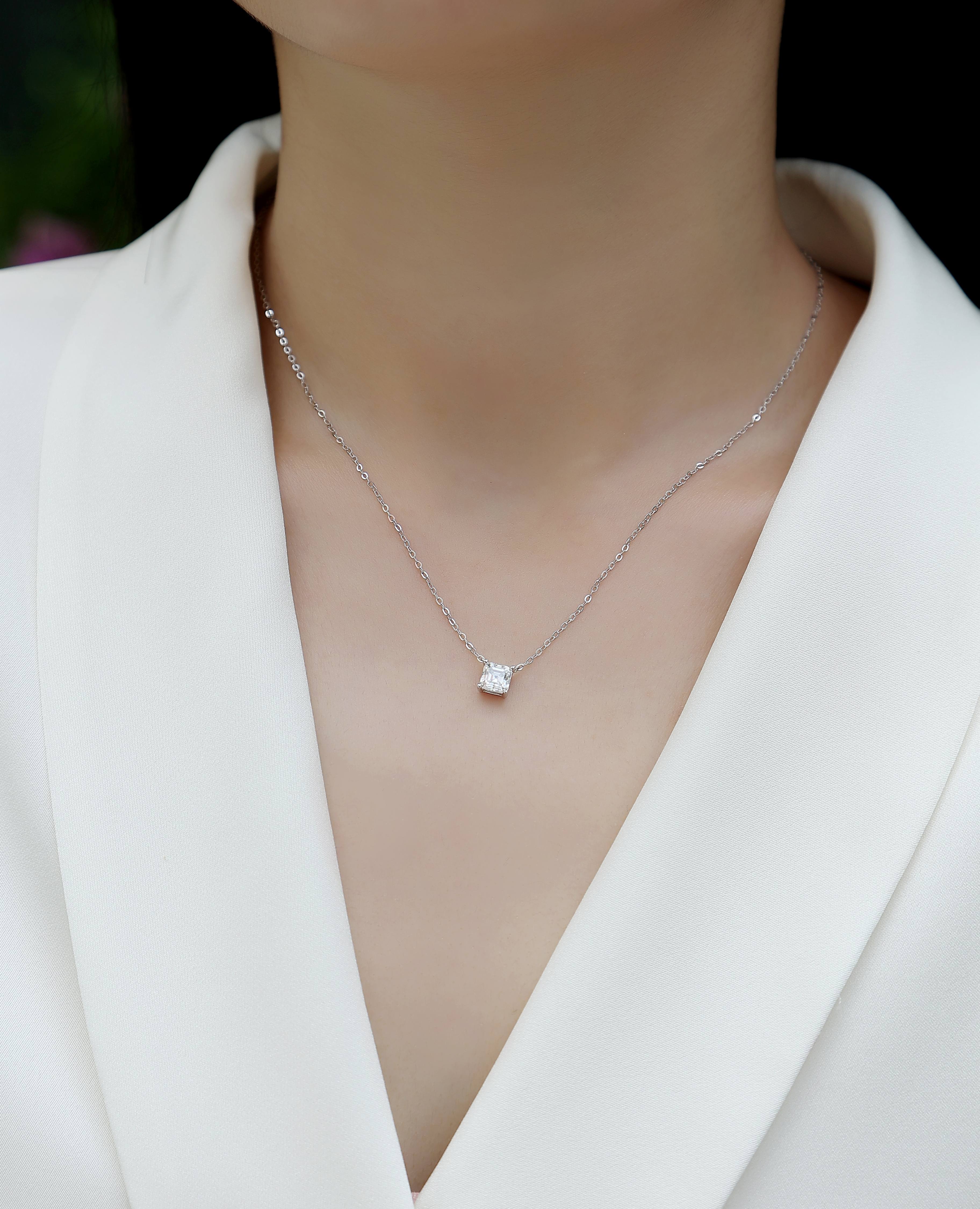 1Eternal - A Fashionable And Luxurious Diamond Jewelry Pendant Set With Square Moissanite S925 Sterling Silver Prohibit TikTok sales - 5 - cj