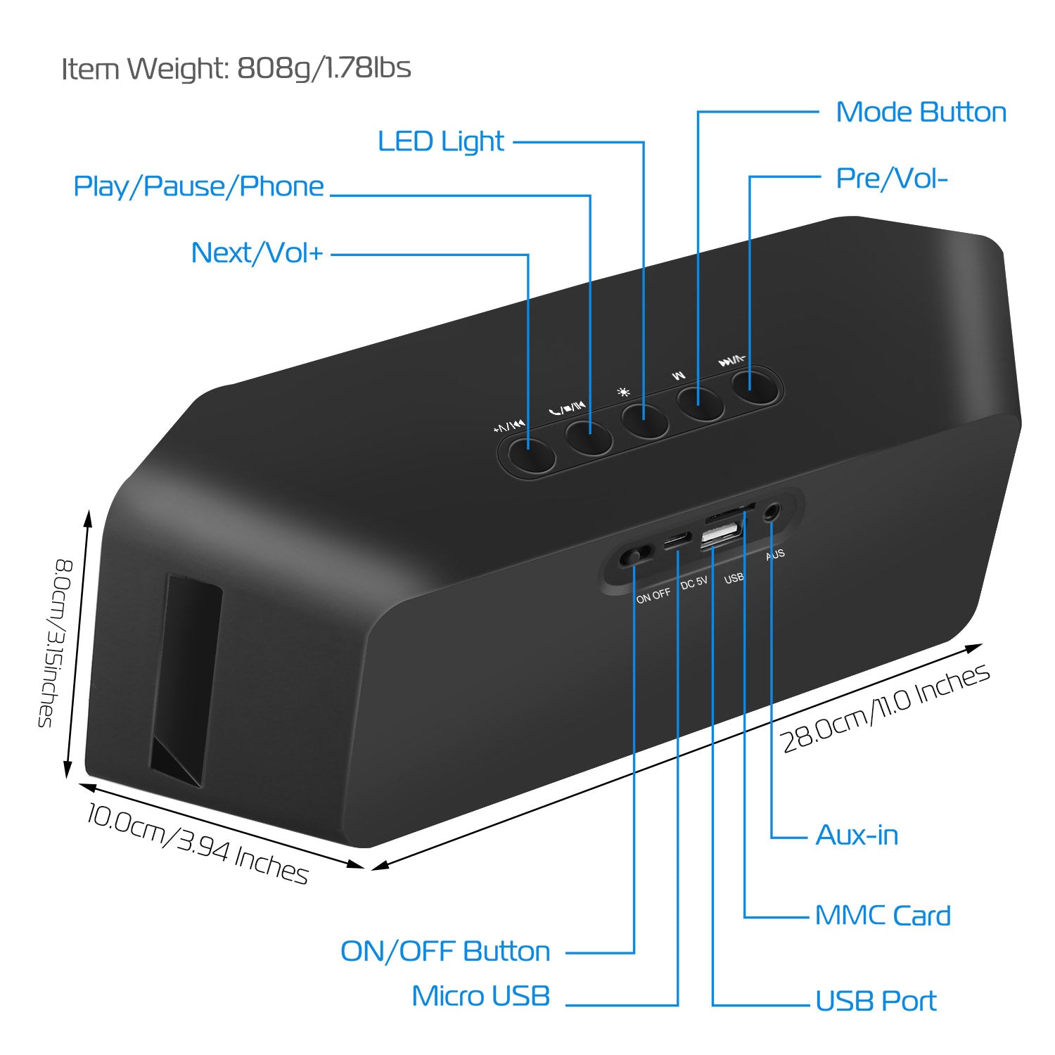 1Pc LED Wireless Speaker Dynamic Multicolor Hands - free FM Radio USB MMC Reading Aux In For Party Camping Travel - 5 - CJ
