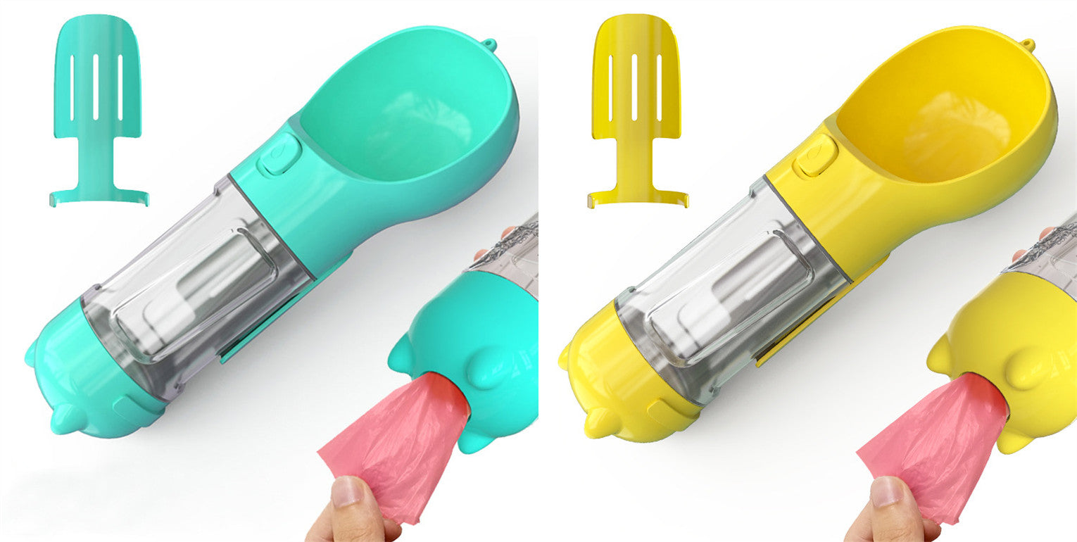 Pet Water Bottle Feeder Bowl Garbage Bag Storage Portable Pet Outdoor Travel 3 In 1 Dog Water Bottle - 0 - CJ