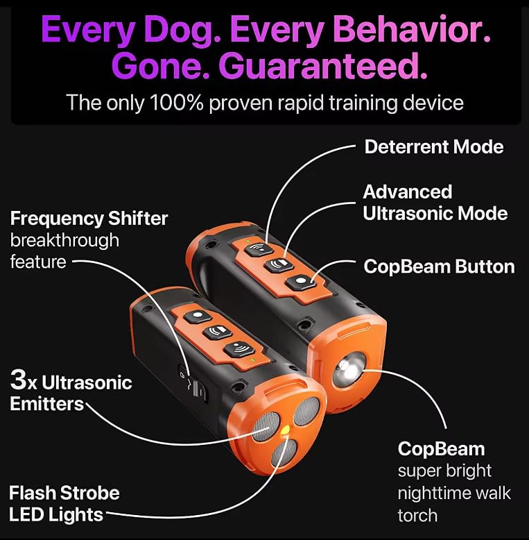 Dog Bark Deterrent Device Stops Bad Behavior, Professional Dog Training Tool, Anti Bark Device For Dogs,   Emitters 50ft Range For Dog Training,  To Bark Collar,Dog Training Collar - 5 - CJ