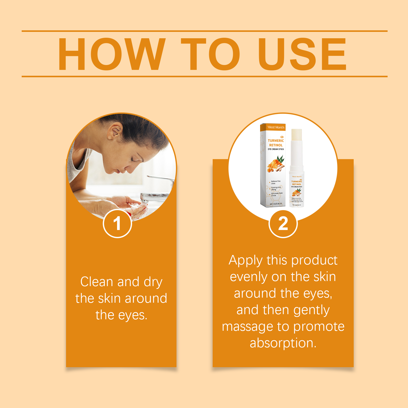 West&Month Turmeric And Retinol Eye Cream Stick Moisturizes, Tightens And Tightens The Skin Around The Eyes - 5 - CJ