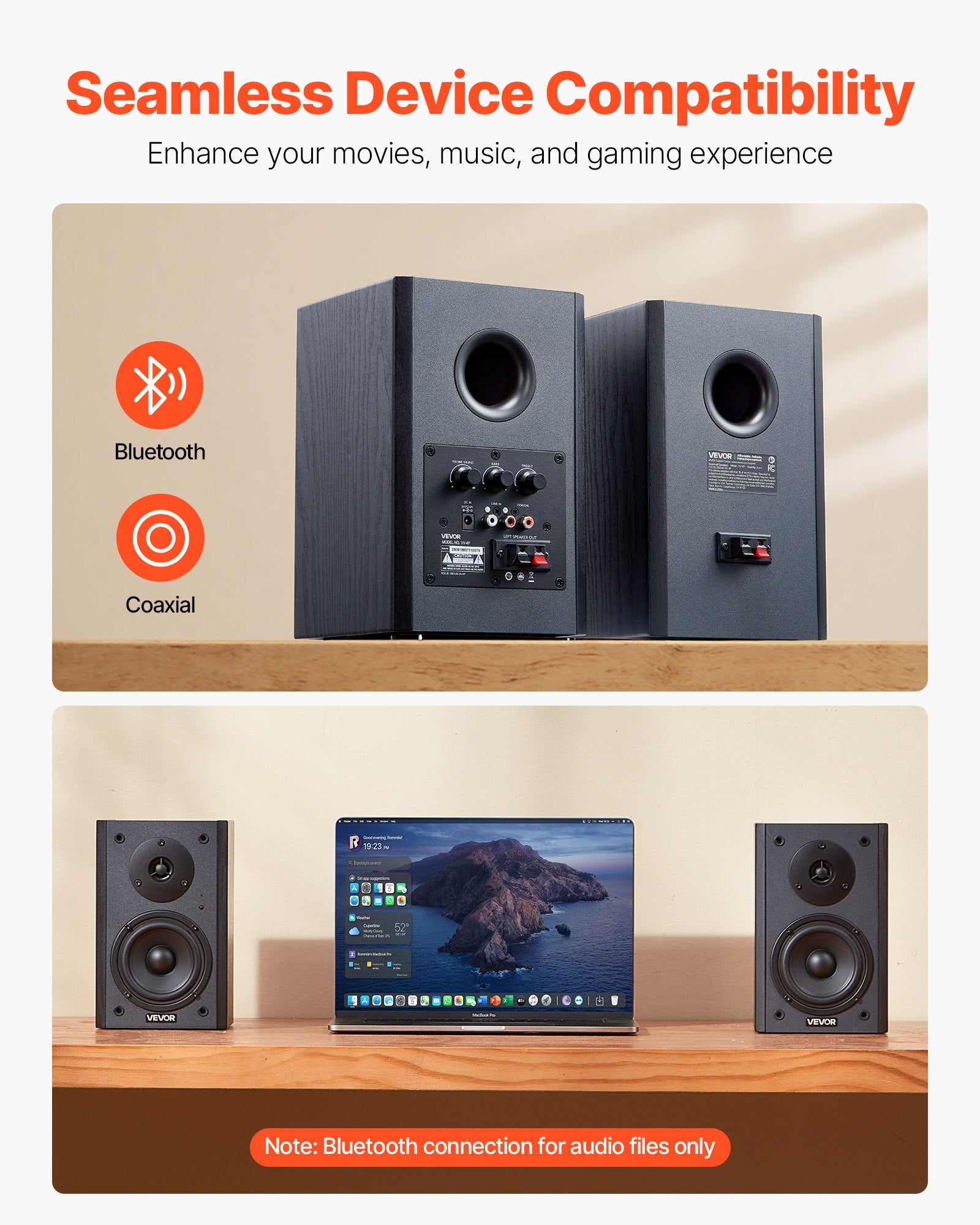Active Powered Bookshelf Studio Monitor Speakers 20W X2 Bluetooth Coaxial Stereo - 5 - cjdropshipping