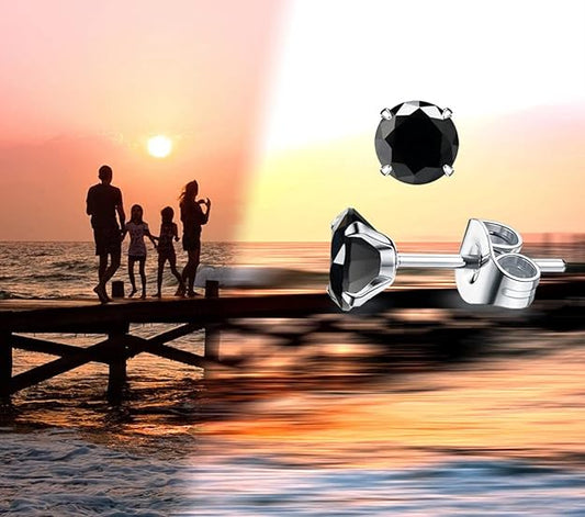 Pendientes De Diamantes Negros En Oro Blanco De 14 Quilates .30 CTW, Oro Blanco Diamante, Diamante Negro - 5 - CJ