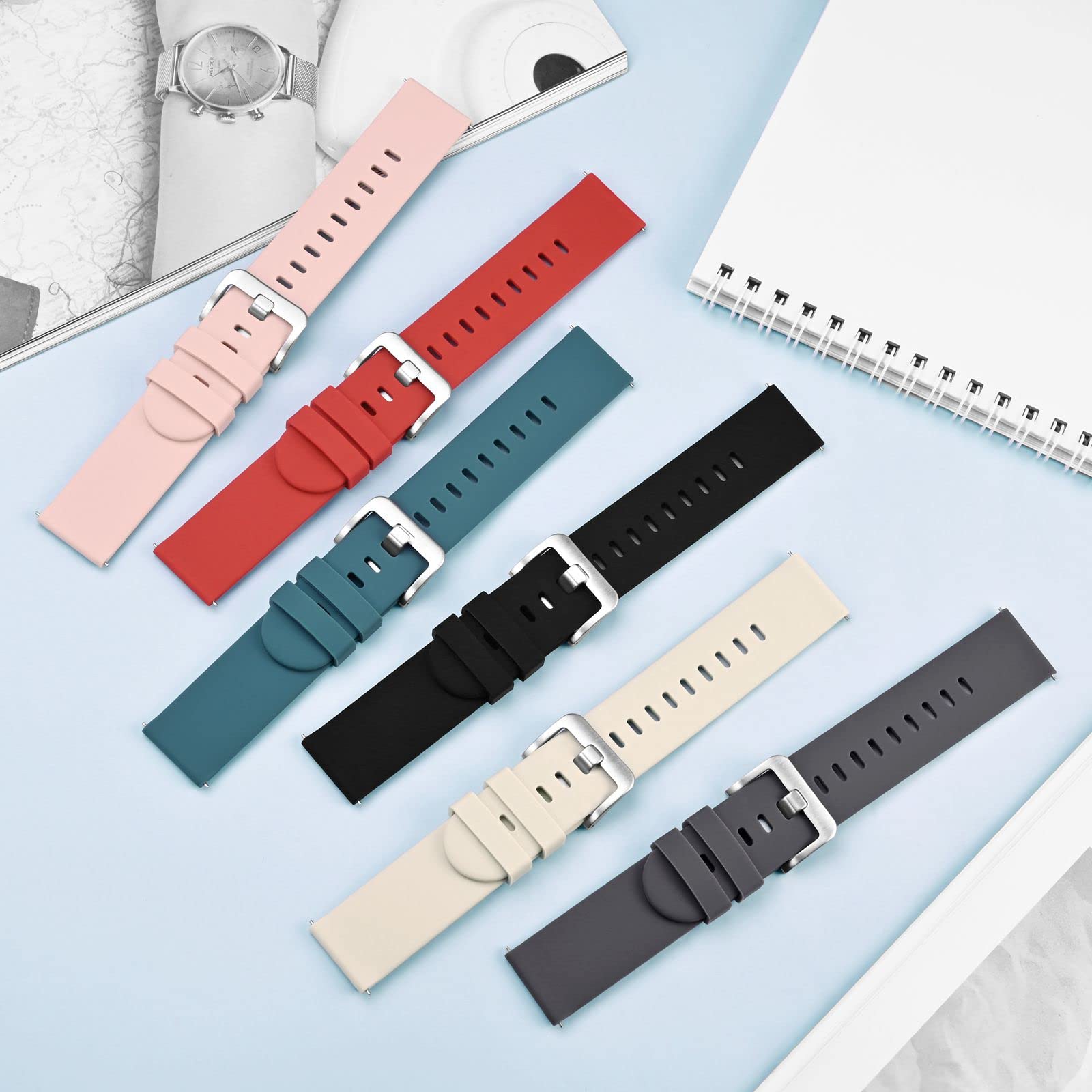 Smartwatch Accessories,Silicone Watch Bands, Slim Watch Straps With Quick Release, 22mm - 5 - CJ