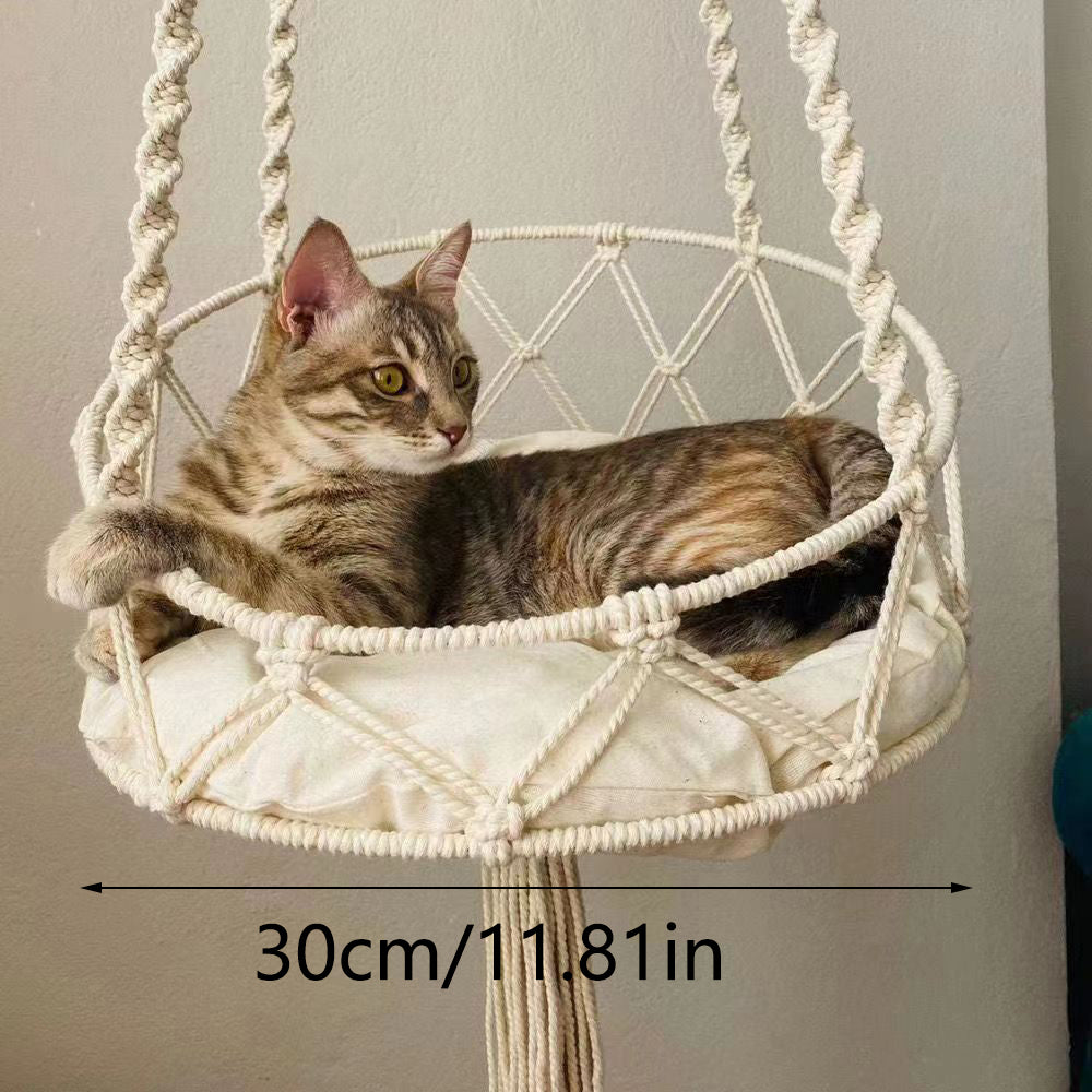 Handwoven Kitten Hammock Hanging Decor For Indoor Use - 0 - CJ