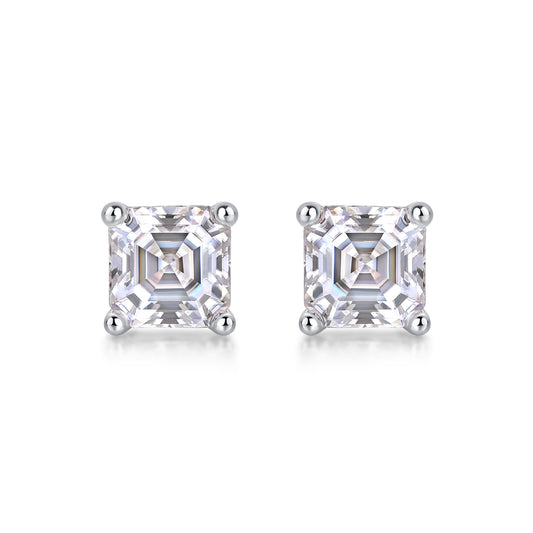 1Unrestrained - A Fashionable And Luxurious Diamond Jewelry Piece Set With Square Moissanite S925 Sterling Silver And Platinum - plated Pendant Prohibit TikTok sales - 5 - cjdropshipping