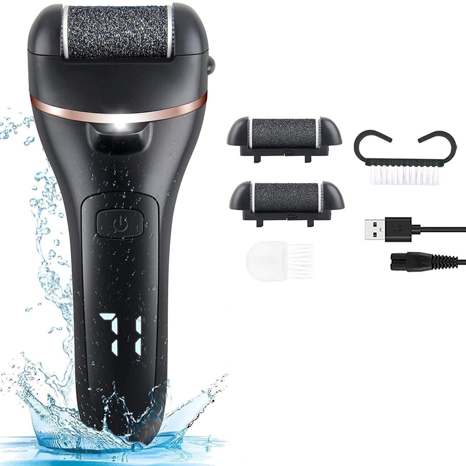 Electric Foot Grinder And Callus Remover, Electric Foot Polisher, Rechargeable Foot Washing And Pedicure Kit, Suitable For Cracked Heels And Dead Skin, With 3 Roller Heads - 5 - CJ
