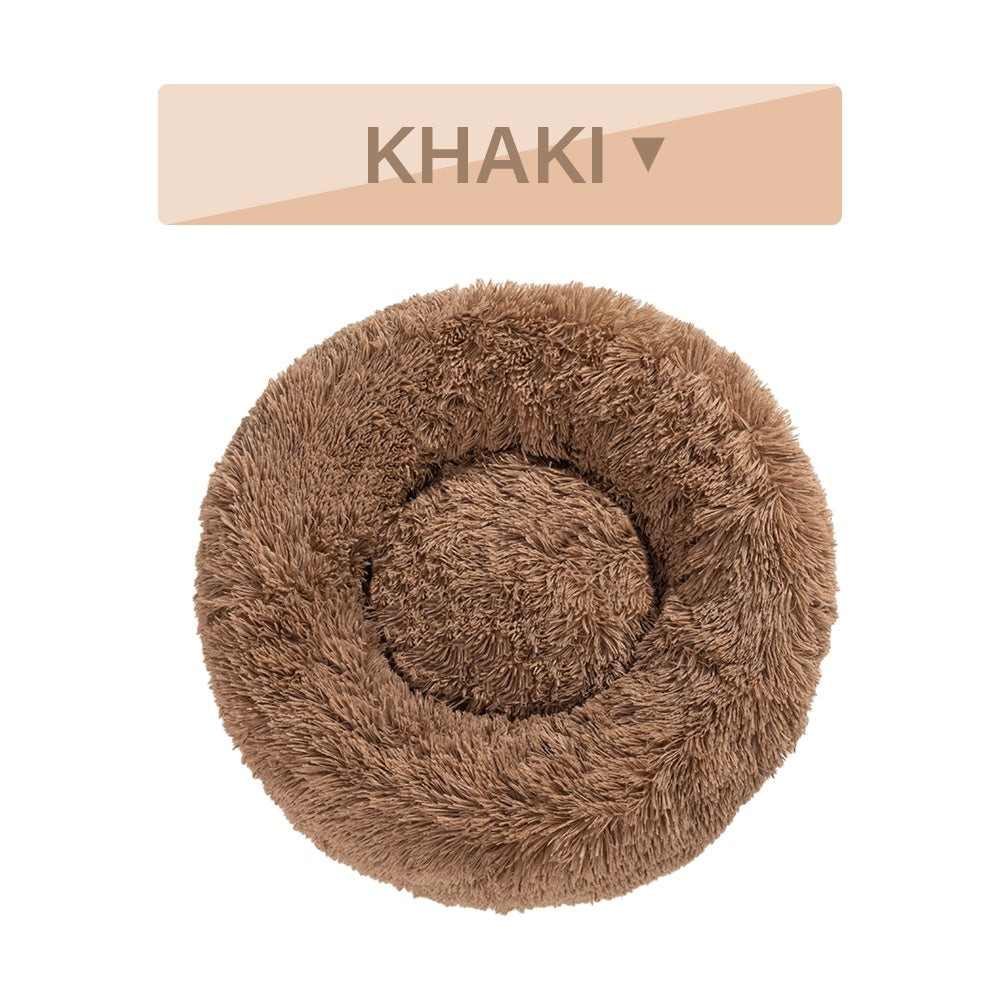 Fluffy Donut Dog Bed  Warm Soft Long Plush Pet Cushion Dog House Cat  Bed Washable Pet Sofa Mat Calming Samll Large Dog Beds - 4 - CJ