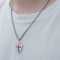 Knights Templar Shield Necklace in Sterling Silver Pendants Necklace for Men
