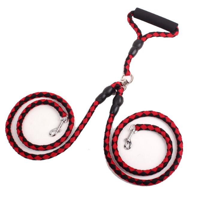 Double - Ended Traction Rope For Walking The Dog Hand - Double - Ended Traction Rope One Plus Two Leash Collar Pet Supplies Dog Collar - 0 - CJ - Red - CJJJCWGY00201 - Red