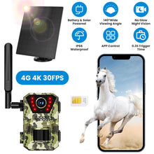 1Pc 4G 4K 30FPS Solar Trail Camera Outdoor Wildlife Camera Motion Activated IP66 Waterproof With 140 Degree Viewing Angle No Glow Night Vision SIM Card APP Control No WiFi Needed - 5 - CJ