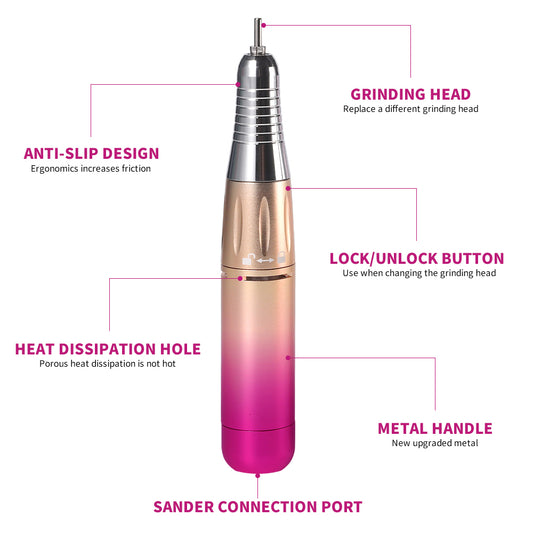 45000RPM Professional Nail Drills Kit With 6 Drill Bits, Portable Electric Nail Drill For Acrylic Nails Gel Polishing Removing, Rechargeable Nail File Machine For Manicure Pedicure Salon Home - 5 - CJ