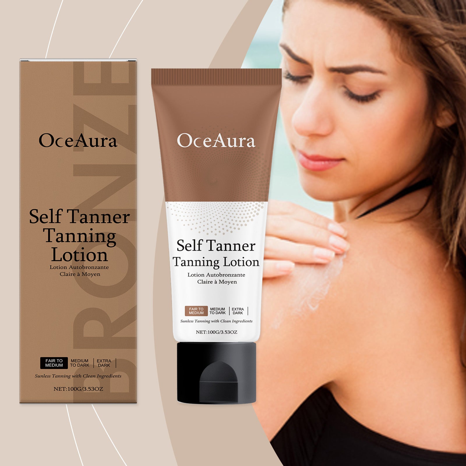 OceAura Hydrating, Moisturizing, Sun - Proof And Tanning Cream, Radiant, Natural Bronze Complexion, Gentle Herbal Essence Lotion - 5 - CJ
