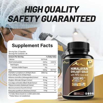 Shilajit Capsules, Ashwagandha, Gokshura, 85 Trace Minerals, High Potency Gold Grade Himalayan Shilajit Supplements, 60 Capsules For Women And Men - 5 - CJ