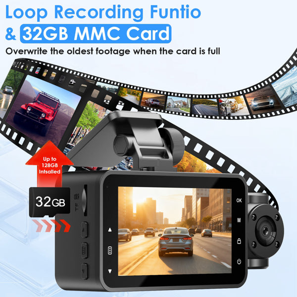 3 Channel Dash Cam For Cars, 1080P Full HD Front Camera (140° Wide View) With 480P Interior & Rear Cameras, 360° Vehicle Protection, Picture - in - Picture Display For Collision Evidence - 5 - CJ