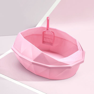 Plastic Anti - sputtering Diamond - shaped Semi - enclosed Cat Litter Box - 0 - CJ