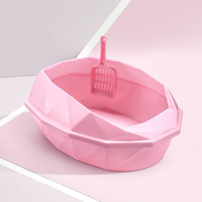 Plastic Anti - sputtering Diamond - shaped Semi - enclosed Cat Litter Box - 0 - CJ