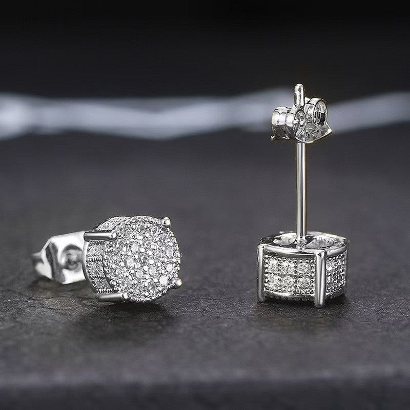 Hip Hop Sparkling Zircon Stud Earrings,4 Prong Setting, Bling Design,Unisex For Daily Wear And Parties - 5 - CJ