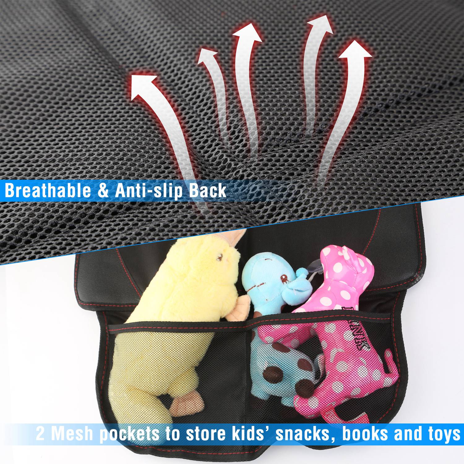2 Packs Car Seat Protector Cushion Mat Pad With Thick Padding Protector For Child Baby Car Seat Mesh Pockets - 5 - CJ