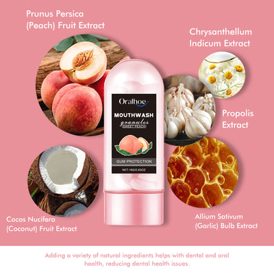 Oralhoe Peach Flavor Teeth Cleaning Mouthwash Pellets Breath Long Lasting Fragrance Clean Gums Portable Mouthwash Pellets - 5 - CJ