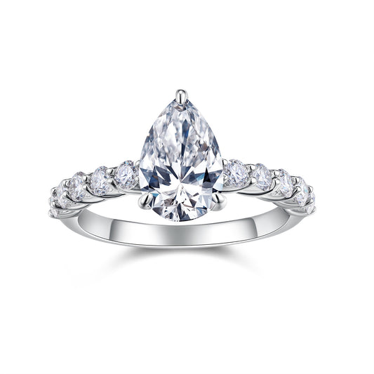 1Moonlight Water Drop - A Fashionable Diamond Jewelry Piece Set With Moissanite S925 Sterling Silver And Platinum Diamond Ring Prohibit TikTok sales - 5 - CJ