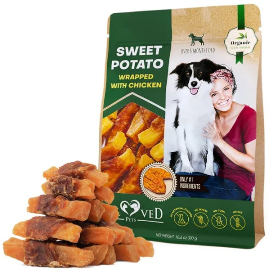 Dog Sweet Potato Wrapped With Chicken Pet Natural Chew Treats Grain Free Organic Meat Human Grade Dried Snacks In Bulk For Training For Small & Large Dogs Sweet Potato - 5 - CJ