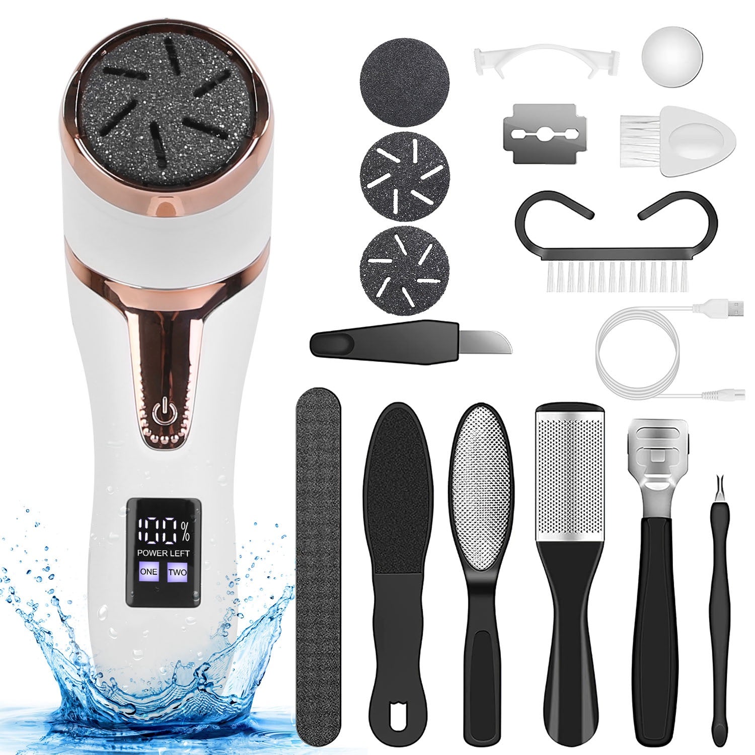 17Pcs Electric Foot Callus Remover With Vacuum Foot Grinder Rechargeable Foot File Dead Skin Pedicure Machine With 3 Grinding Heads 2 Speeds Foot Care Tool - 5 - CJ