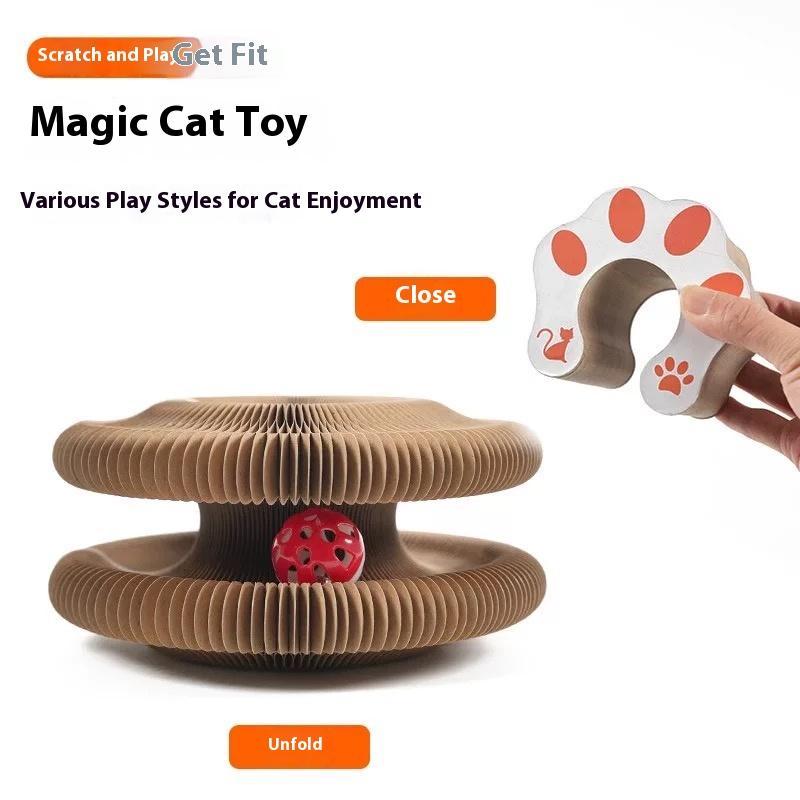 Cat Curl Scratching Board Magic Organ Cat Toy Recyclable Corrugated Cardboard Scratch - Resistant And Wear - Resistant Foldable Wood Grain Interactive Cat Scratching Toy - 5 - CJ