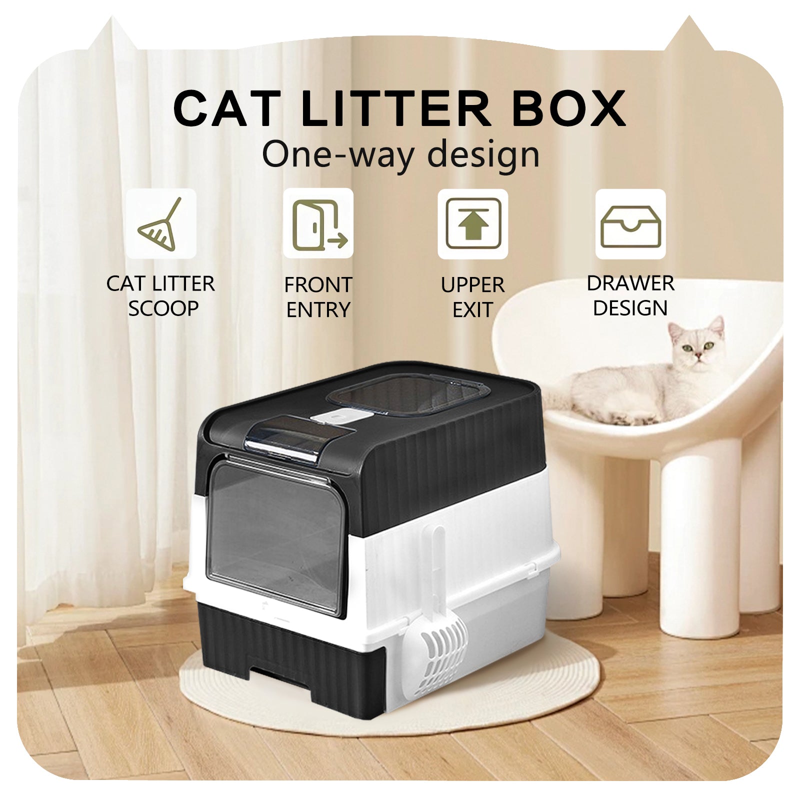 Super Large Capacity Cat Litter Box - Easy To Clean, Odorless, Leak Proof, Not Easy To Leak, Pull - out Design, Comfortable Toilet For Pets - 5 - CJ