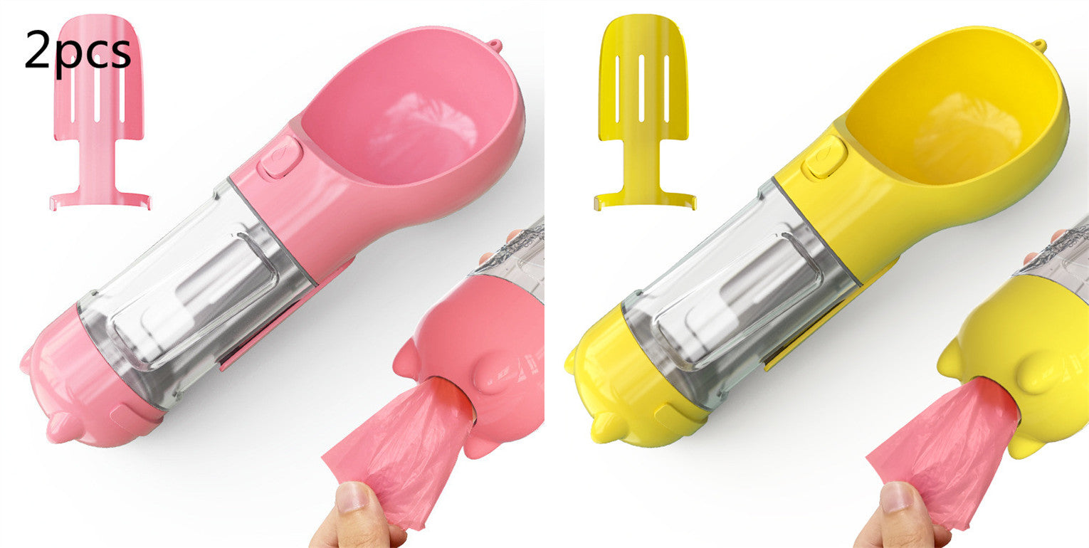 Pet Water Bottle Feeder Bowl Garbage Bag Storage Portable Pet Outdoor Travel 3 In 1 Dog Water Bottle - 0 - CJ