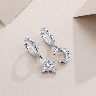 1Star And Moon Interdependent - Fashionable Earrings And Stud Jewelry Set With Moissanite S925 Sterling Silver And Platinum - plated Diamonds Prohibit TikTok sales - 5 - cjdropshipping