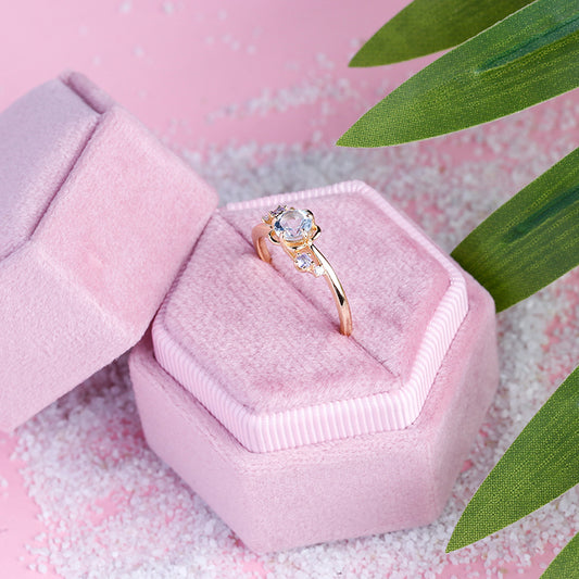 Natural Sky Blue Topaz Flower Ring - 4 - CJ