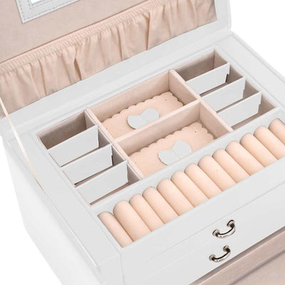 3 - Tier Jewelry Box with Mirror, Lockable - 5 - CJ