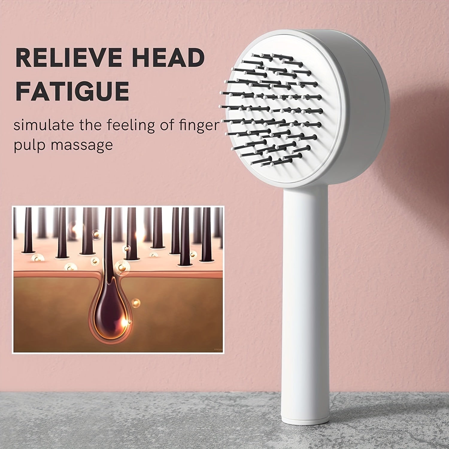 One - key Self - cleaning Hair Brush For Women Curly Hair Brush  Anti - Static Airbag Massage Comb  Airbag Massage Scalp Comb Professional Detangling One - key Self - cleaning - 5 - CJ
