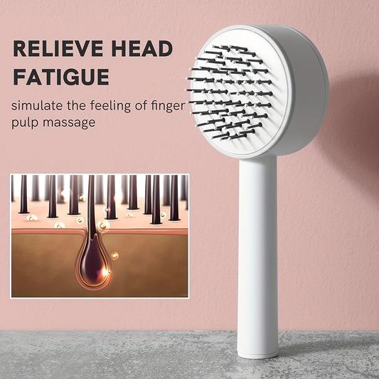 One - key Self - cleaning Hair Brush For Women Curly Hair Brush  Anti - Static Airbag Massage Comb  Airbag Massage Scalp Comb Professional Detangling One - key Self - cleaning - 5 - CJ