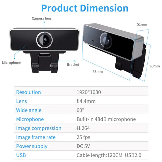 FHD 1080P Webcam USB PC Computer Webcam Auto Focus With Microphone 60 - Degree Widescreen Desktop Laptop Webcam Live Streaming Webcam - 5 - CJ