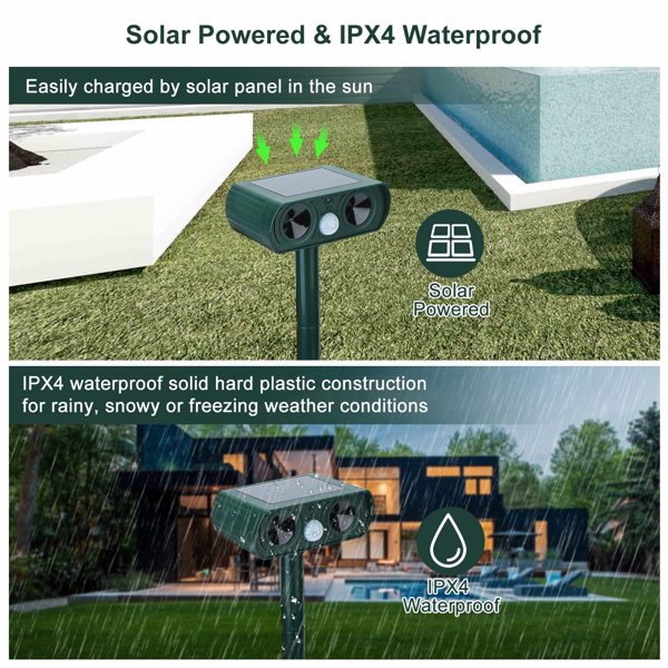 Ultrasonic Animal Repellent Solar Motion Sensor Repellent IPX4 Outdoor Waterproof Type, No Delivery On Weekends - 5 - CJ