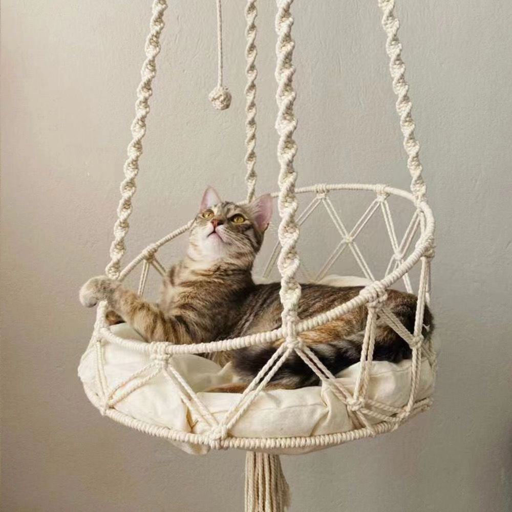Handwoven Kitten Hammock Hanging Decor For Indoor Use - 0 - CJ
