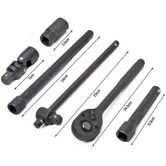 Heavy Duty 1&2 Ratchet Wrench Socket Set 8 - 32mm Metric Extension Bar Metal Case - 5 - cjdropshipping
