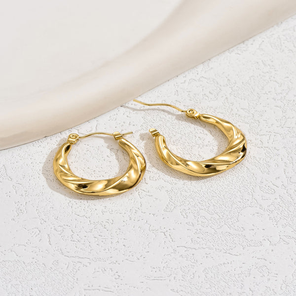 A Pair Of Light Luxury And Gorgeous Temperament, Versatile And Set With Zircon Copper Earrings, Metallic Copper Material Gift - 5 - CJ