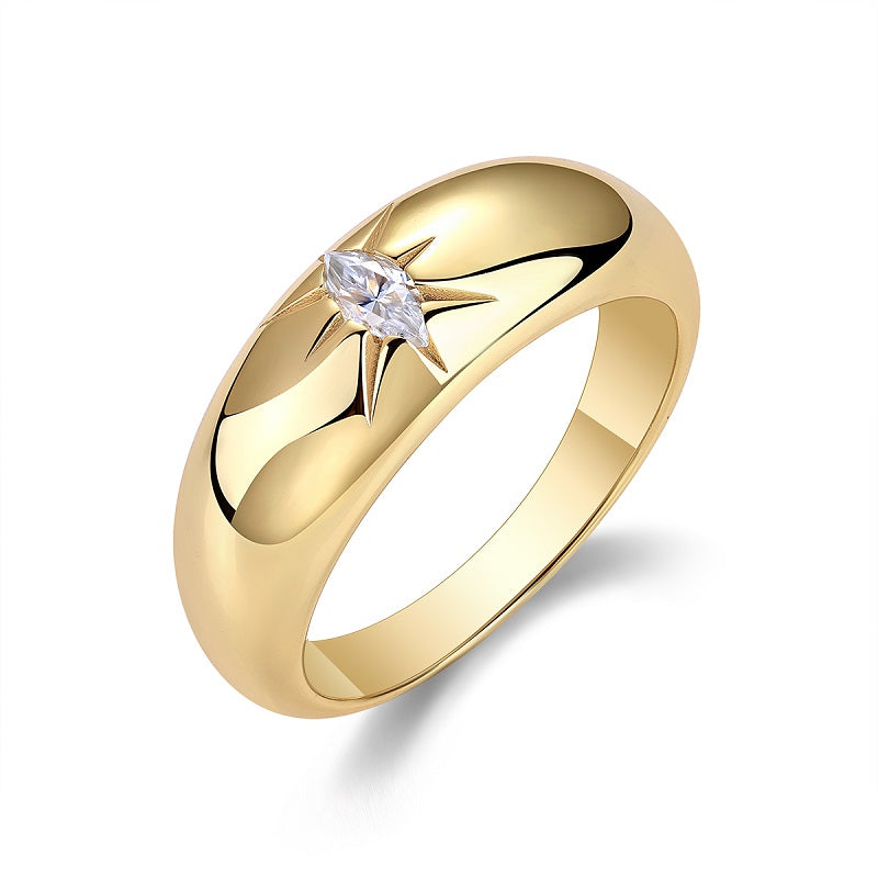 1Eight - prong Radiance - A Fashionable And Luxurious Jewelry Piece Set With Moissanite S925 Sterling Silver And Gold - plated Diamond Prohibit TikTok sales - 5 - CJ