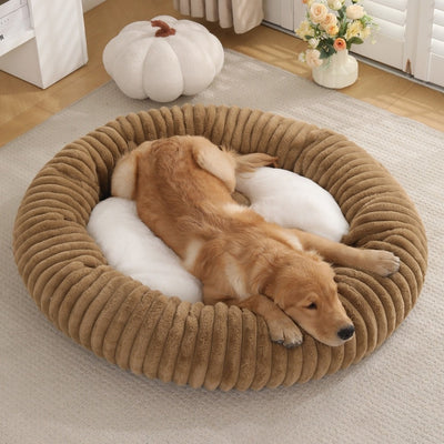 Round Soft And Comfortable Striped Plush Pet Mat - 0 - CJ