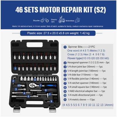 Socket Ratchet Wrench Set Repair Tools - 0 - CJ - 46SETS MOTOR REPAIR KIT - CJQT168360804DW