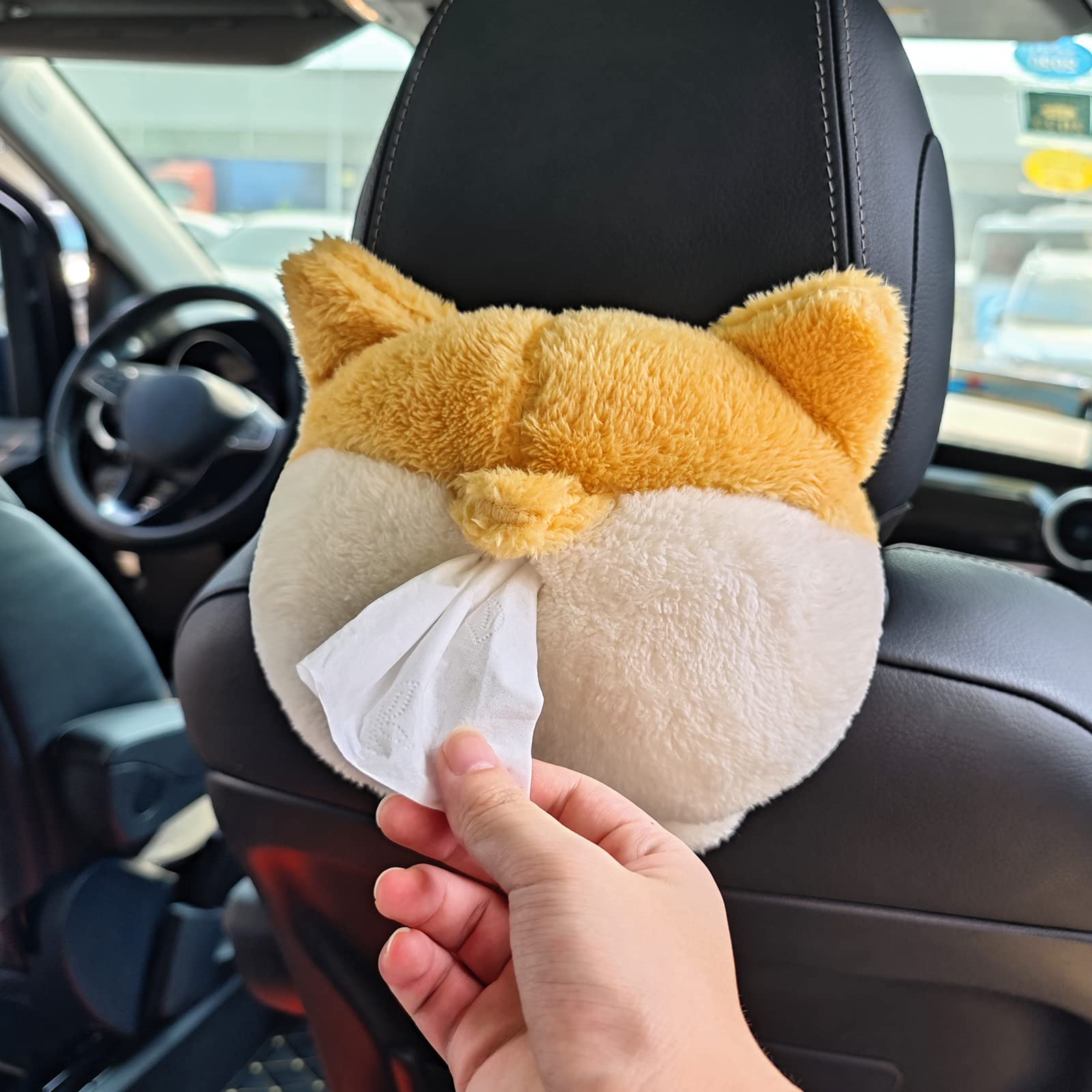Tissue Box Cover Soft Adorable Corgi Butt Shaped Creative Storage Bag Hanging Pouch Tissue Box Wrapper For Car Home - 5 - CJ