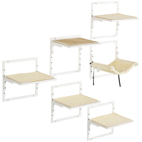 PawHut 6 - pc Modern Cat Wall Shelves For Indoor Cats, Height Adjustable Jumping Platforms - 5 - CJ