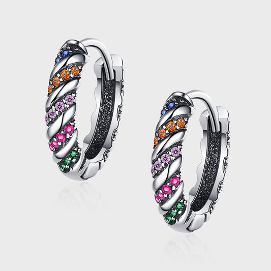 Full Body 925 Sterling Silver Multi Color Striped Earrings For Women - 4 - https://x.com/titan_prim62775J