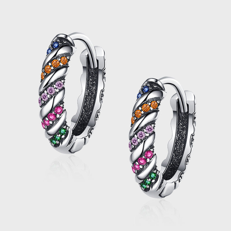 Full Body 925 Sterling Silver Multi Color Striped Earrings For Women - 4 - https://x.com/titan_prim62775J