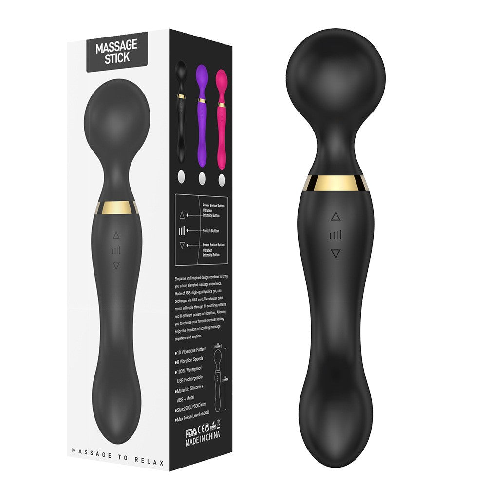USB Rechargeable Massager Wand Vibrating Magic Massage Full Body Therapy Double Head - 5 - CJ