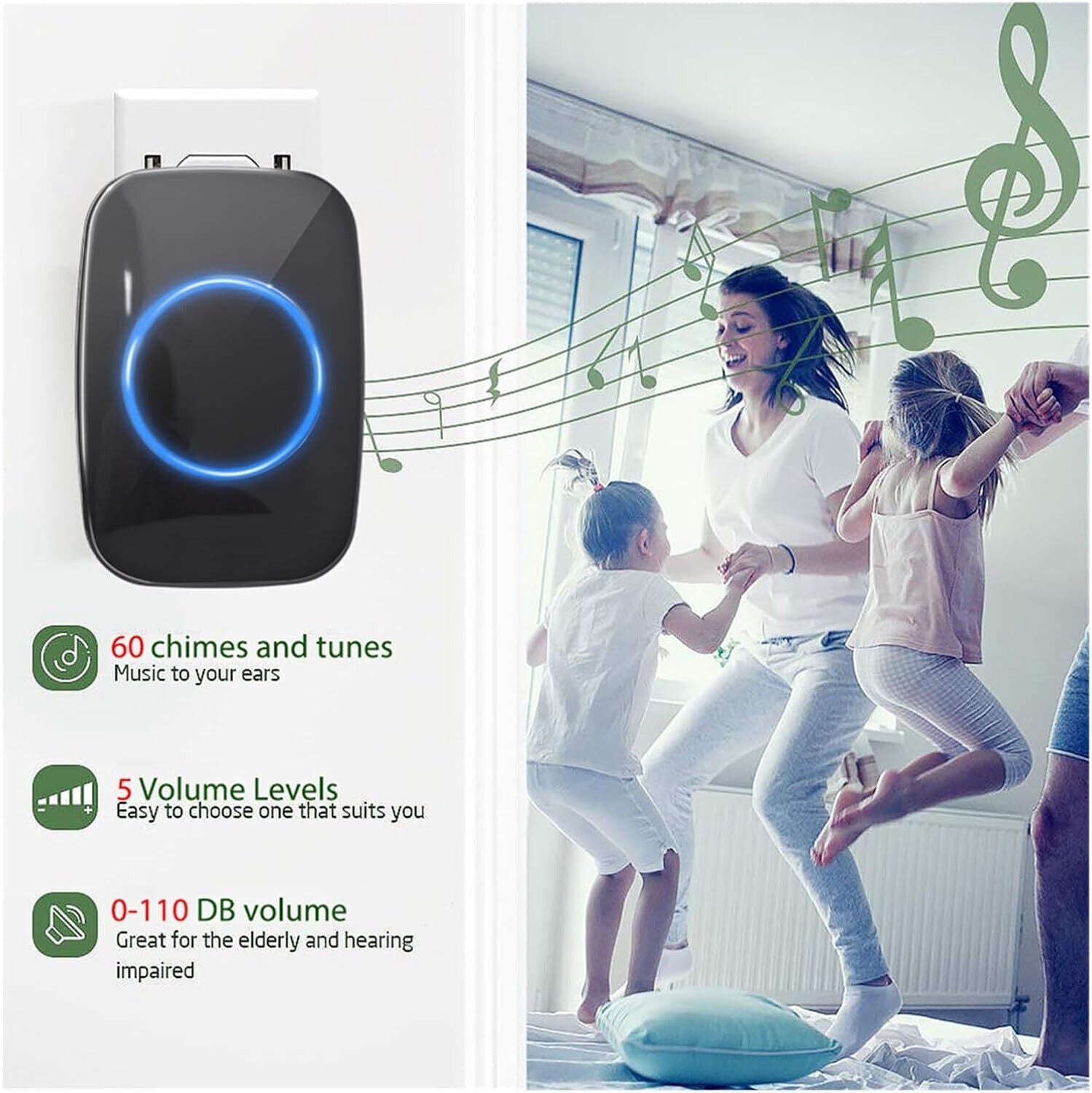 Style A 1 - on - 1 Black Doorbell - 5 - CJ
